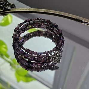 Slinky Beaded Wrap Purple Bracelet